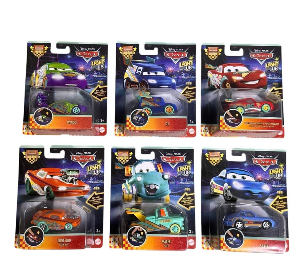 Disney Pixar Cars Race to Celebrate Complete Set of 6 Light Up New 2026 Mattel